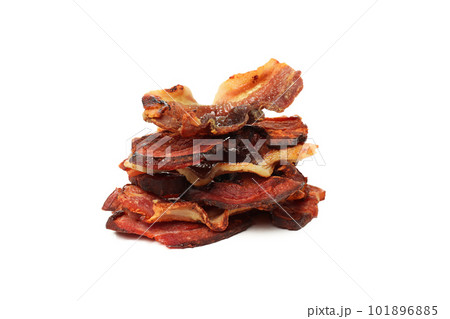 Fried bacon, fried food, isolated on white background, png Fried bacon, fried food, isolated on white background, png 101896885