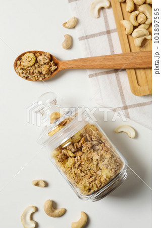 Photo of uncooked food for breakfast - muesli 101897565