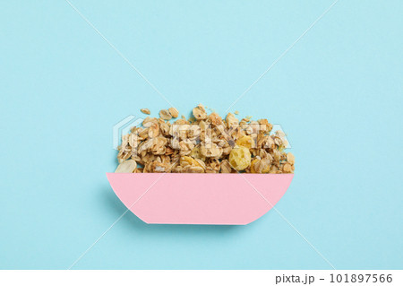 Photo of uncooked food for breakfast - muesli 101897566