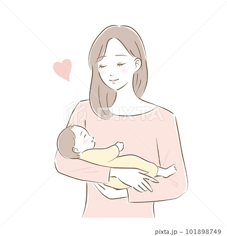 赤ちゃんを抱っこして微笑むお母さんのイラスト 赤ちゃんを抱っこして微笑むお母さんのイラスト 101898749