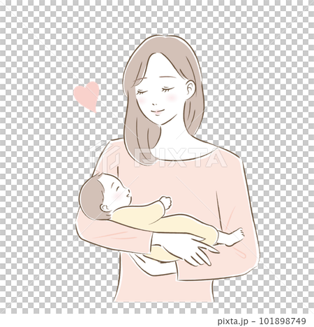 赤ちゃんを抱っこして微笑むお母さんのイラスト 赤ちゃんを抱っこして微笑むお母さんのイラスト 101898749