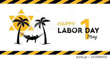 happy labor day 1 may pictogram man lying in hammock under palm trees 101898803