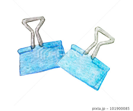 文房具　クリップ　水彩イラスト　手描きイラスト 101900085