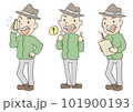 シルバー男性の手描きイラスト02 101900193