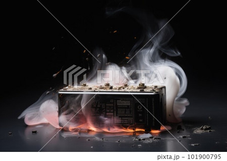 Lithium battery fire. Electronic danger. Generate Ai Lithium battery fire. Electronic danger. Generate Ai 101900795