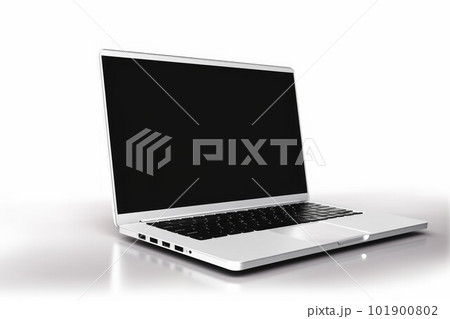 Laptop with blank monitor. Work tech portable....のイラスト素材 [101900802 ...