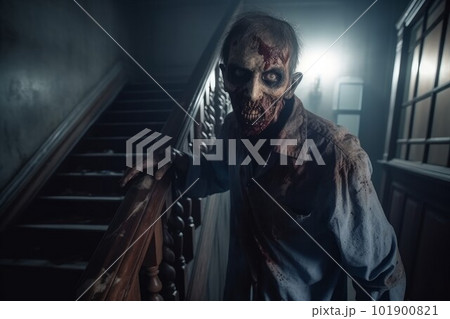 Horror zombie. Fear ghost infection. Generate Ai 101900821