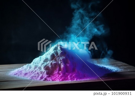 Flour powder in neon lights. Culinary cooking. Generate Ai 101900931