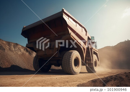 Dumper truck. Coal miner career. Generate Ai 101900946