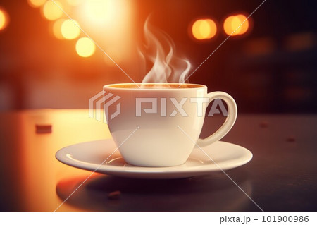 Fresh coffee cup. Cafe mug drink. Generate Ai 101900986