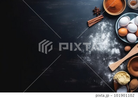 Baking cooking black frame. Culinary pastry. Generate Ai 101901102