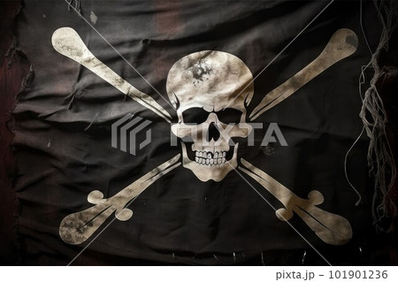 Pirate flag vintage. Old ship. Generate Ai Pirate flag vintage. Old ship. Generate Ai 101901236