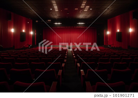 Theater red velvet stage. Stage event. Generate Ai 101901271