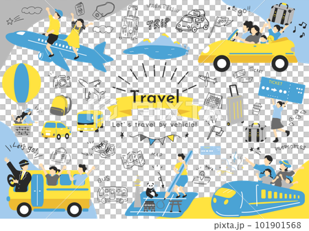 乗り物で旅行を楽しむ人達 101901568