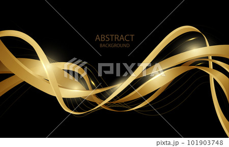 Abstract gold lines wave curve shiny effect on black design modern luxury futuristic background vector 101903748
