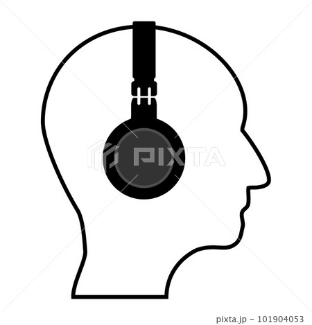 ヘッドフォンをする人の横顔 ヘッドフォンをする人の横顔 101904053