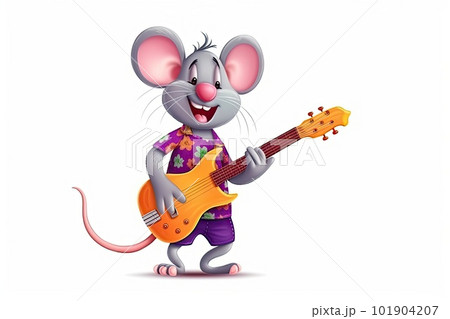Mouse playing electric guitar on a white background isolated Mouse playing electric guitar on a white background isolated 101904207