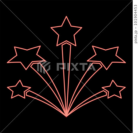 Neon salute with stars firework starry red color vector illustration image flat style 101904453