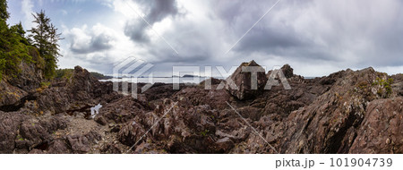 Rocky Shore on West Coast of Pacific Ocean in Ucluelet. Rocky Shore on West Coast of Pacific Ocean in Ucluelet. 101904739