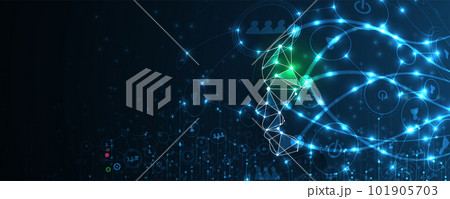 Abstract Artificial intelligence. Cloud computing. Machine learning. Technology web background. Virtual concept 101905703