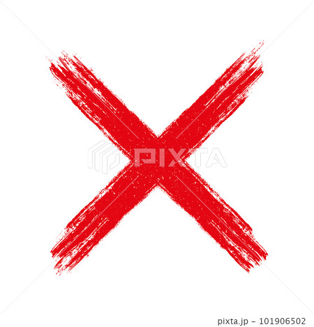 Hand drawn red cross sign,x -  letter isolated on white backgrou 101906502