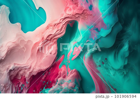 Abstract background mixing paint turquoise and pink. Neural network AI generated art Abstract background mixing paint turquoise and pink. Neural network AI generated art 101906594