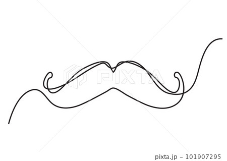 One Line Drawing Mustache, Continuous Line Dad Whiskers, Moustache, Vintage Man Hairstyle 101907295