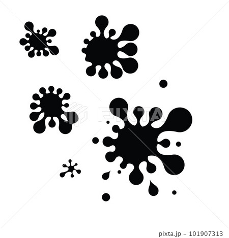 Splash Water Icon, Drop Shape, Paint Splatter, Circle Droplet Frame, Rain Bubble Silhouette, Water Splash 101907313