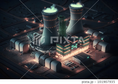Futuristic nuclear power plant. Neural network AI generated art 101907935