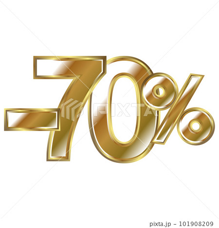 Discount minus 70 percent, golden shiny numbers banner element 101908209