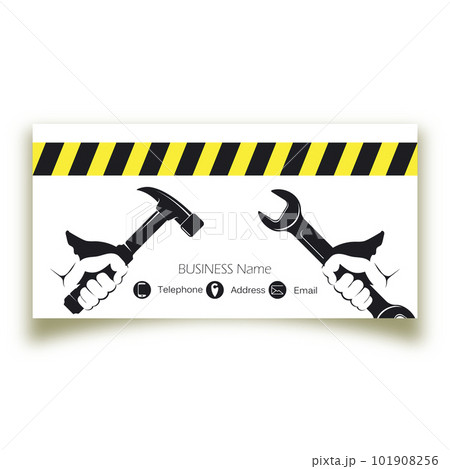 Wrench in hand repair business card Wrench in hand repair business card 101908256