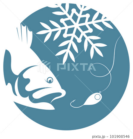 Fish snowflake tackle symbol winter fishing 101908546