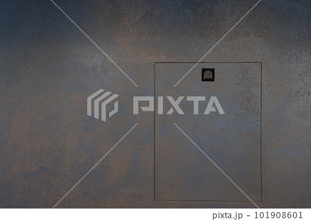 Fire hose cabinet, Fire equipment box, walkway area in modern building, minimal design. 101908601