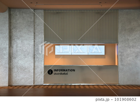 reception booth in lobby, Information booth in front of conference center. reception booth in lobby, Information booth in front of conference center. 101908602