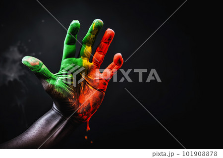 Uneteenth Independence Day concept. Palm in Three color Red black and Green. Generative AI illustration 101908878