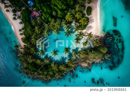 Maldives island beach. Tropical landscape of summer scenery, white sand with palm trees. Neural network AI generated art Maldives island beach. Tropical landscape of summer scenery, white sand with palm trees. Neural network AI generated art 101908881