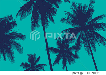 Palm trees silhouettes tropical landscape vector illustration 101909566