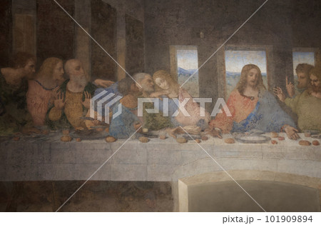 サンタ・マリア・デッレ・グラツィエ教会の修道院の食堂にある壁画、ダ･ヴィンチ｢最後の晩餐｣ 101909894