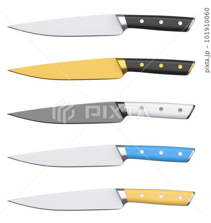 Chef's kitchen knife with a wooden handle isolated on white background. 101910060