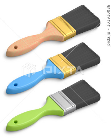 Set of paint bristle brushes for repair work and construction on white. Set of paint bristle brushes for repair work and construction on white. 101910086
