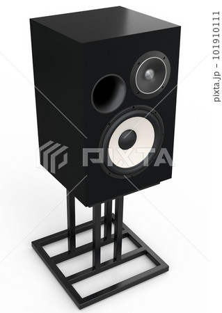 Hi-fi speakers with loudspeakers on stand on white background. Hi-fi speakers with loudspeakers on stand on white background. 101910111