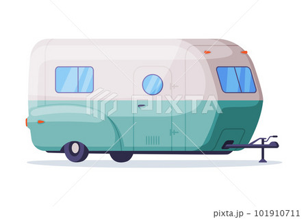 Retro mobile home on wheels, tiny house, travel trailer vector illustration Retro mobile home on wheels, tiny house, travel trailer vector illustration 101910711