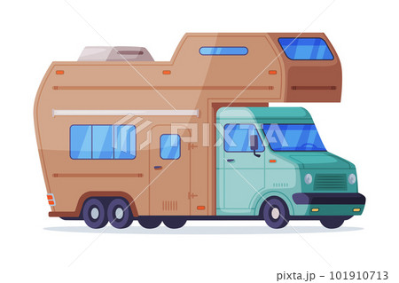 RV camper motor home, touristic transport. House on wheels vector illustration 101910713