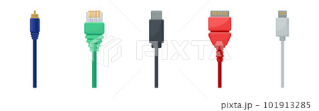 USB Cable Plugs Isolated on White Background Vector Set 101913285
