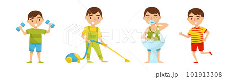 Boy Day Routine Activity and Daily Schedule Vector Set Boy Day Routine Activity and Daily Schedule Vector Set 101913308