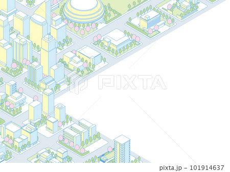 街並みの立体図. 都市の景観.  101914637