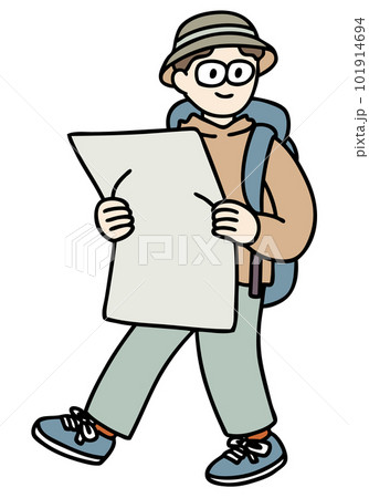 ハイキングする男性のベクターイラスト ハイキングする男性のベクターイラスト 101914694
