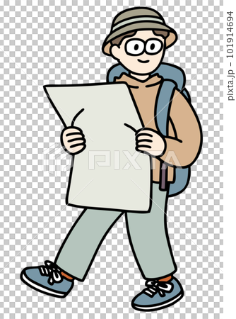 ハイキングする男性のベクターイラスト ハイキングする男性のベクターイラスト 101914694