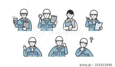 作業員と事務員の上半身イラストセット　アイコン 101915640