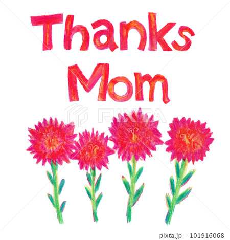 Thanks Mom 母の日クレヨンイラスト 101916068